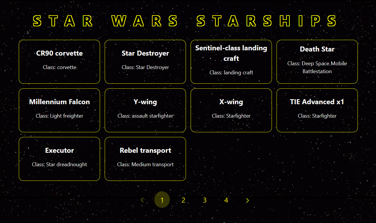 Starwars starships home screen